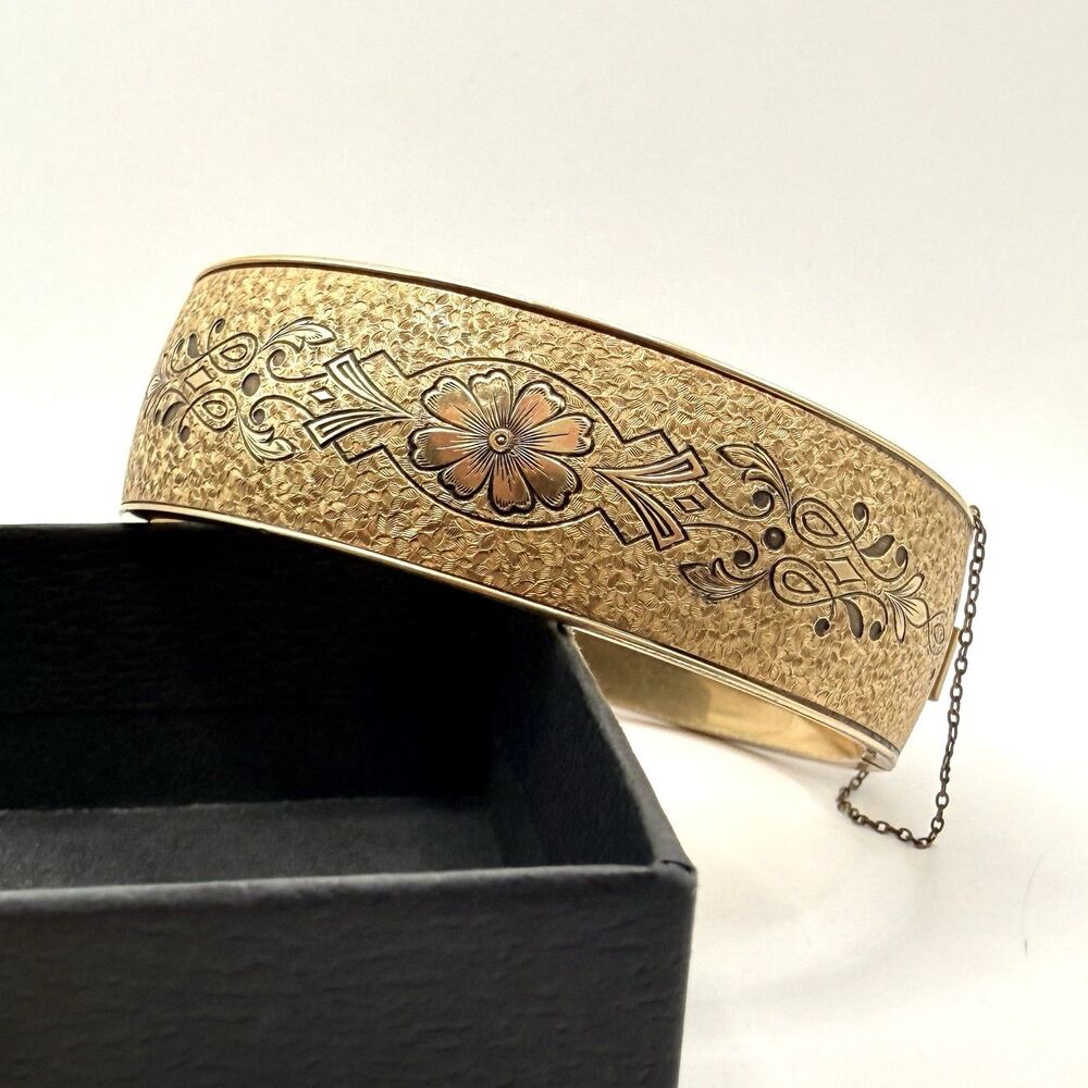 Victorian Revival Binder Bros. 1/20 12k GF Gold Filled Floral Engraved Hinged 7"